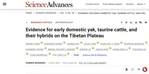 Prehistoric Yack The Center for Archaeological Science Published a Paper in Science ...